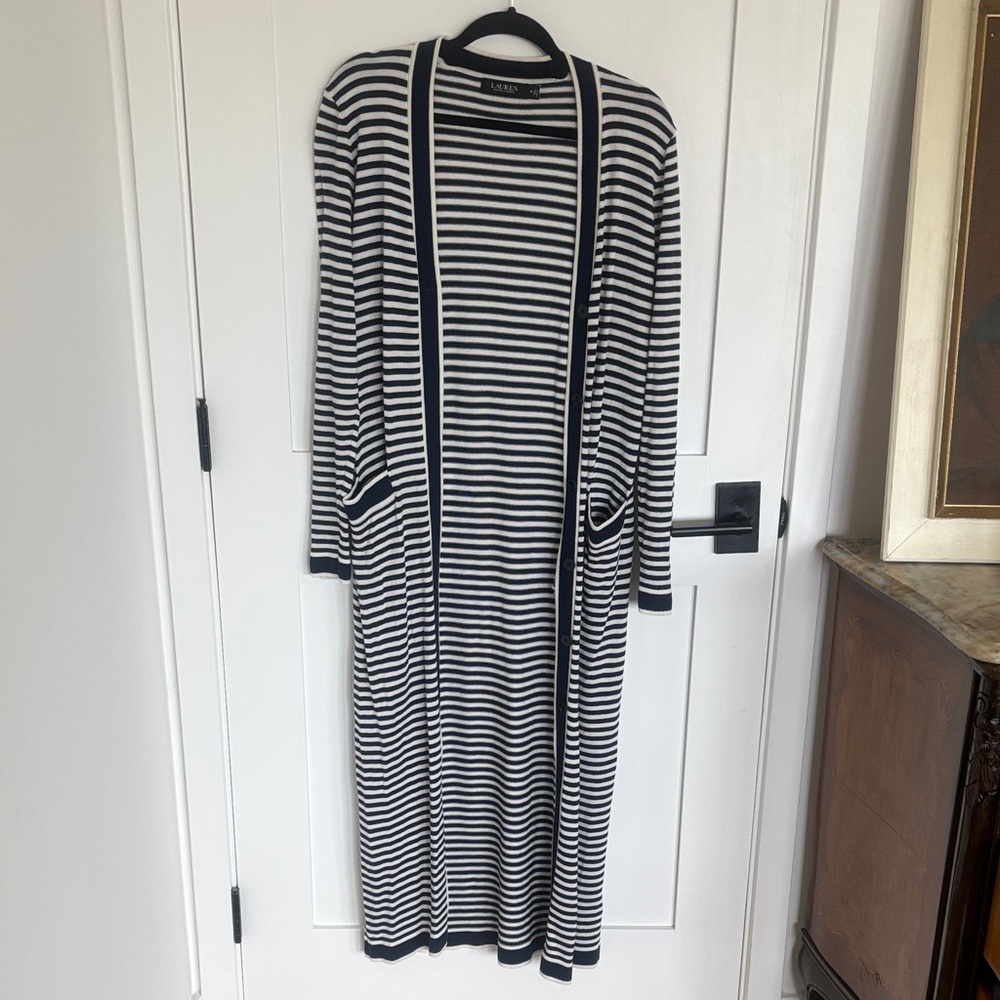 Polo by Ralph Lauren Navy and White Striped Cardigan